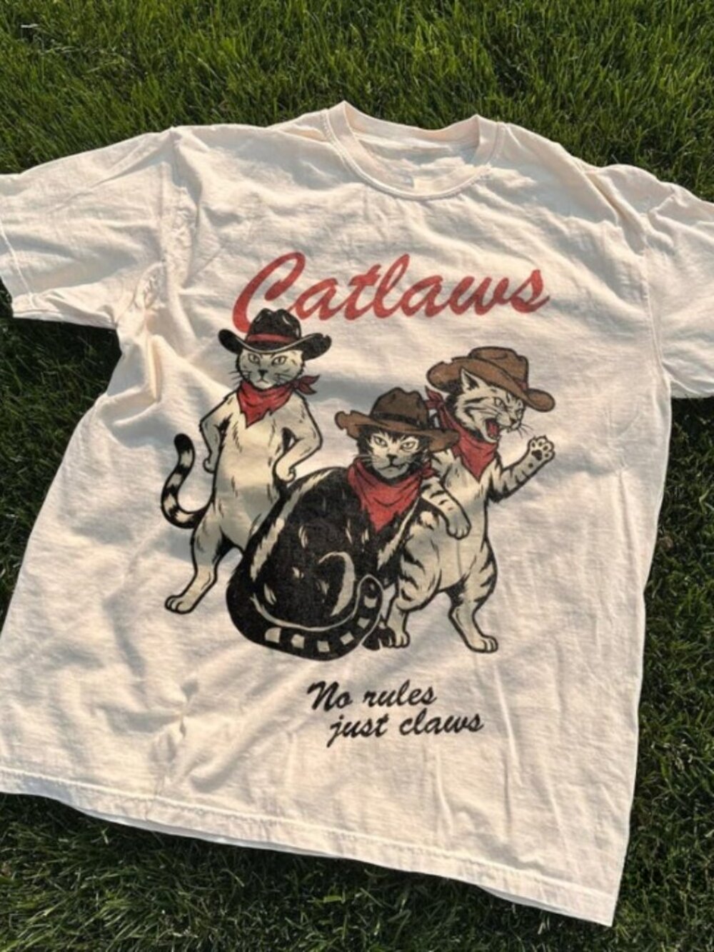 Vintage Cowboy Cat Graphic T-Shirt, Western Cats Humor Tee